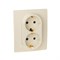 Розетка двойная с заземлением и с защитными шторками, слоновая кость, 672323 Legrand Etika - фото 74991