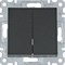 Выключатель двухклавишный, черный, Lumina WL0043 Hager - фото 75728