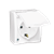 Розетка электрическая с заземлением, с крышкой, белый, AQUARIUS IP54 Simon