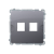 Розетка информационная прямая под 2xRJ45 Keystone, с суппортом, серебро, Basic Simon
