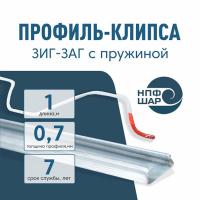 Профиль клипса "Зиг-Заг" с пружиной 1 м для крепления пленки для теплиц оцинкованный, 0,7 мм