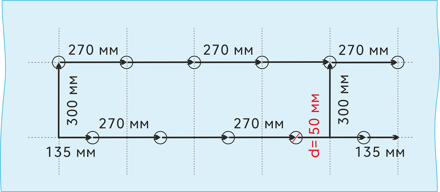 Пленка СВЕТЛИЦА™ ГРУНТ 60 мкм полотно 1,2 м 400 пог.м (480 м2) черная (рулон) с перфорацией 270х300 мм