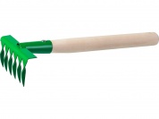 Грабельки садовые с деревянной ручкой, РОСТОК 39611, 6 витых зубцов, 120x62x405 мм