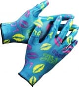 Садовые перчатки GRINDA, прозрачное нитриловое покрытие, синие, размер S-M
