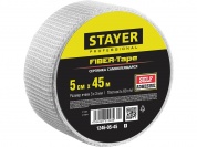 STAYER FIBER-Tape, 5 см х 45 м, 3 х 3 мм, самоклеящаяся серпянка, Professional (1246-05-45)