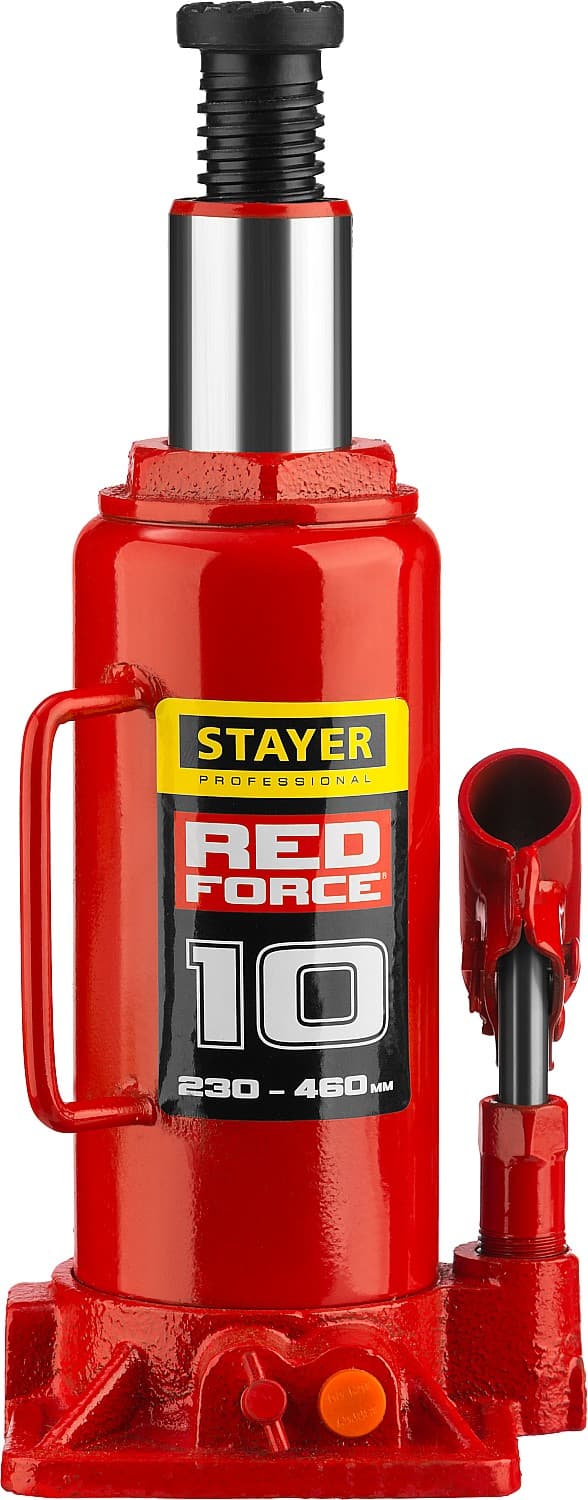 STAYER RED FORCE 10т 230-460мм домкрат бутылочный гидравлический