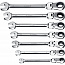 ЗУБР 7 шт, 8 - 19 мм, набор шарнирных трещоточных гаечных ключей, Профессионал (27101-H7)