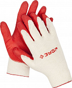ЗУБР УНИВЕРСАЛ, L-XL, эластичные, натуральный хлопок, 10 пар, перчатки с нитриловым обливом (11458-K10)