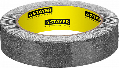 Купить STAYER 25 мм, 5 м, черная, противоскользящая клейкая лента, Professional (12270-25-05) в интернет-магазине zubr-vrn в Воронеже