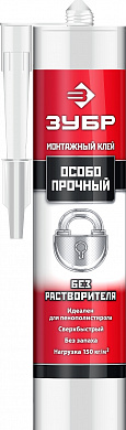Купить ЗУБР 300 мл, без растворителей белый, особопрочный монтажный клей (41338) в интернет-магазине zubr-vrn в Воронеже