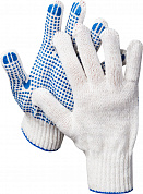 DEXX перчатки рабочие, х/б 7 класс, с ПВХ покрытием (точка)