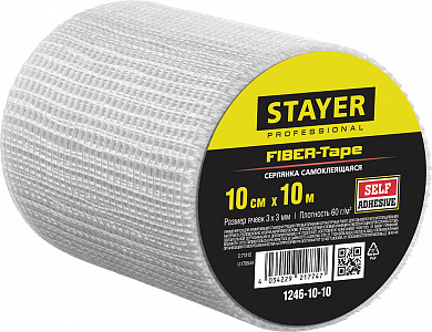 Купить STAYER FIBER-Tape, 10 см х 10 м, 3 х 3 мм, самоклеящаяся серпянка, Professional (1246-10-10) в интернет-магазине zubr-vrn в Воронеже