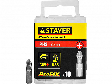 Купить STAYER ProFix PH2 25 мм, 10 шт, набор бит, Professional (26201-2-25-10) в интернет-магазине zubr-vrn в Воронеже