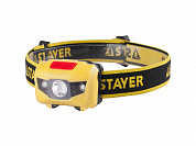 Фонарь STAYER "MASTER" MAXLight налобный светодиодный, 1Вт(80Лм)+2LED, 4 режима, 3ААА