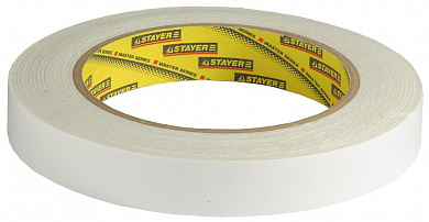 Купить STAYER 19 мм, 5 м, белая, на вспененной основе, двухсторонняя клейкая лента, Professional (12231-19-05) в интернет-магазине zubr-vrn в Воронеже