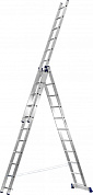 СИБИН 12 ступеней, со стабилизатором, алюминиевая, трехсекционная лестница (38833-12)