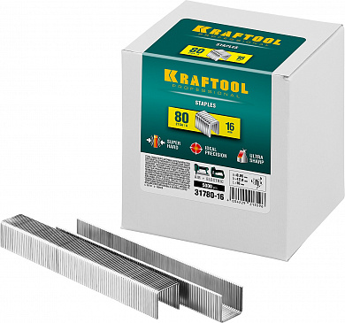 Купить KRAFTOOL скобы тип 80 (BeA/Prebena A/Senco AT), 16 мм, калибр 21GA. 5000 шт (31780-16) в интернет-магазине zubr-vrn в Воронеже