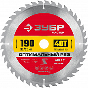ЗУБР Оптимальный рез, 190 x 30/20 мм, 40Т, пильный диск по дереву (36912-190-30-40)