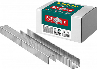 Купить KRAFTOOL скобы тип 53F (D/056), 10 мм, калибр 23GA. 5000 шт (31787-10) в интернет-магазине zubr-vrn в Воронеже
