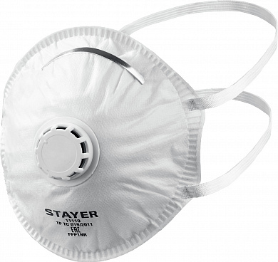 Купить STAYER KV-80, класс защиты FFP1, коническая, фильтрующая полумаска с клапаном выдоха (11110) в интернет-магазине zubr-vrn в Воронеже