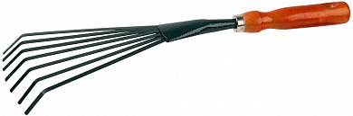Купить GRINDA 390 мм, углеродистая сталь, с плоскими зубцами, деревянная ручка, веерные грабельки (8-421253) в интернет-магазине zubr-vrn в Воронеже