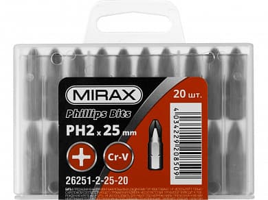 Купить MIRAX PH2, 25 мм, 20 шт, биты (26251-2-25-20) в интернет-магазине zubr-vrn в Воронеже