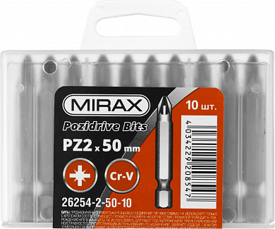Купить MIRAX PZ2, 50 мм, 10 шт, биты (26254-2-50-10) в интернет-магазине zubr-vrn в Воронеже