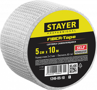 Купить STAYER FIBER-Tape, 5 см х 10 м, 3 х 3 мм, самоклеящаяся серпянка, Professional (1246-05-10) в интернет-магазине zubr-vrn в Воронеже