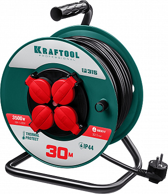 Купить KRAFTOOL P-315, ПВС, 3 x 1.5 мм2, 30 м, 3500 Вт, IP44, силовой удлинитель на катушке (55084-30) в интернет-магазине zubr-vrn в Воронеже