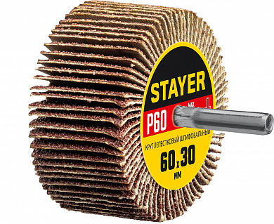 Купить STAYER d 60 x 30 мм, P60, на шпильке d 6 мм, круг шлифовальный лепестковый (36608-060) в интернет-магазине zubr-vrn в Воронеже