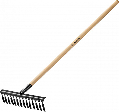 Купить GRINDA GS-14 WOOD, 445 х 95 х 1300 мм, 14 витых зубцов, углеродистая сталь, антикор. покрытие, черенок дерев. высш. сорт, садовые грабли(39581-14) в интернет-магазине zubr-vrn в Воронеже