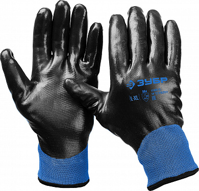 Купить ЗУБР АРКТИКА, L-XL, двухслойные перчатки из акрила и нейлона, нитриловый облив, утеплённые, Профессионал (11469-XL) в интернет-магазине zubr-vrn в Воронеже