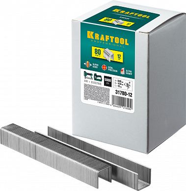 Купить KRAFTOOL скобы тип 80 (BeA/Prebena A/Senco AT), 12 мм, калибр 21GA. 5000 шт (31780-12) в интернет-магазине zubr-vrn в Воронеже
