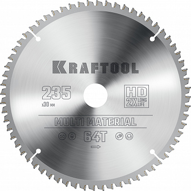 Купить KRAFTOOL Multi Material, 235 х 30 мм, 64Т, пильный диск по алюминию (36953-235-30) в интернет-магазине zubr-vrn в Воронеже