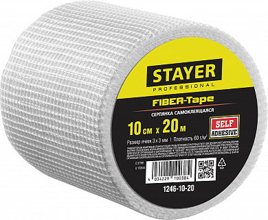 Купить STAYER FIBER-Tape, 10 см х 20 м, 3 х 3 мм, самоклеящаяся серпянка, Professional (1246-10-20) в интернет-магазине zubr-vrn в Воронеже