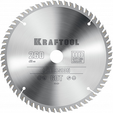 Купить KRAFTOOL Precision, 260 х 30 мм, 60Т, пильный диск по дереву (36952-260-30) в интернет-магазине zubr-vrn в Воронеже