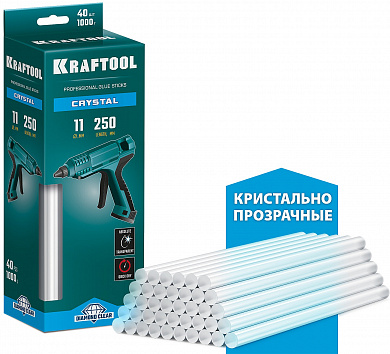 Купить KRAFTOOL Cristal, 11 х 250 мм, 40 шт, кристально прозрачные, клеевые стержни (06846-40) в интернет-магазине zubr-vrn в Воронеже