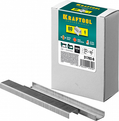 Купить KRAFTOOL скобы тип 80 (BeA/Prebena A/Senco AT), 6 мм, калибр 21GA. 5000 шт (31780-6) в интернет-магазине zubr-vrn в Воронеже