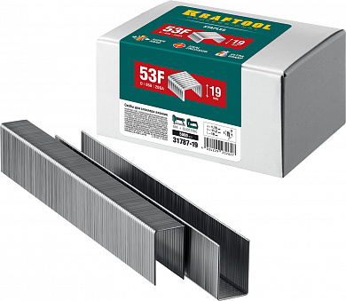 Купить KRAFTOOL скобы тип 53F (D/056), 19 мм, калибр 23GA. 5000 шт (31787-19) в интернет-магазине zubr-vrn в Воронеже