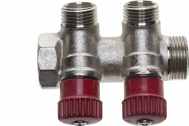Купить GENERAL FITTINGS вход 3/4″ - 2 выхода 1/2″, коллектор для горячей воды (51046-3/4-1/2-HT2) в интернет-магазине zubr-vrn в Воронеже
