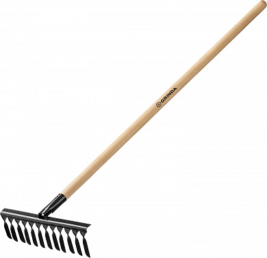 Купить GRINDA GS-12 WOOD, 385 х 95 х 1300 мм, 12 витых зубцов, углеродистая сталь, антикор. покрытие, черенок дерев. высш. сорт, садовые грабли(39581-12) в интернет-магазине zubr-vrn в Воронеже