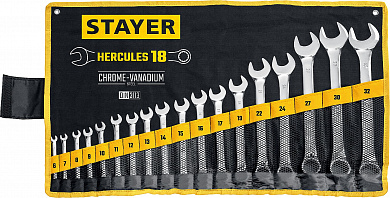 Купить STAYER HERCULES, 18 шт, 6 - 32 мм, набор комбинированных гаечных ключей, Professional (27081-H18) в интернет-магазине zubr-vrn в Воронеже