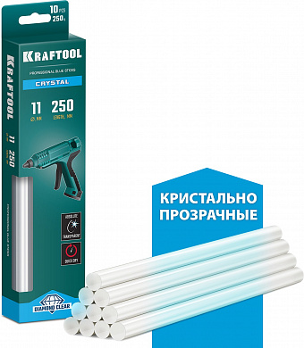Купить KRAFTOOL Cristal, 11 х 250 мм, 10 шт, кристально прозрачные, клеевые стержни (06846-10) в интернет-магазине zubr-vrn в Воронеже