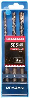Купить URAGAN 3 шт: 5 х 160, 6 х 160, 8 х 160 мм, набор SDS-plus буров (901-25554-H3) в интернет-магазине zubr-vrn в Воронеже