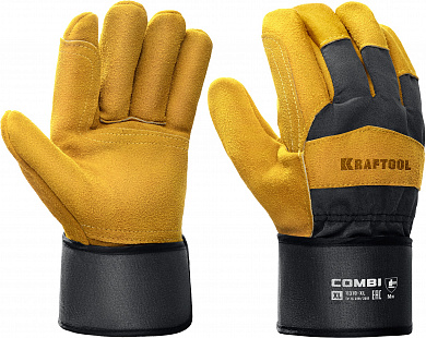 Купить KRAFTOOL COMBI, XL (10) комбинированные двухслойные спилковые перчатки с доп. слоем на ладони (11310-XL) в интернет-магазине zubr-vrn в Воронеже