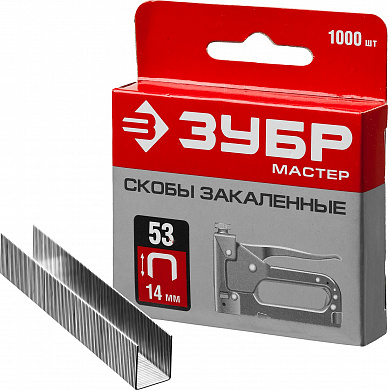 Купить ЗУБР скобы тип 53 (A/10/JT21), 14 мм, калибр 23GA. 1000 шт (31625-14) в интернет-магазине zubr-vrn в Воронеже