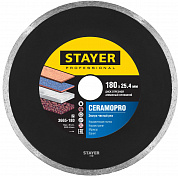 STAYER Сeramo-25, d 180 мм, (25.4 мм, 5 х 2.2 мм), сплошной алмазный диск, Professional (3665-180)