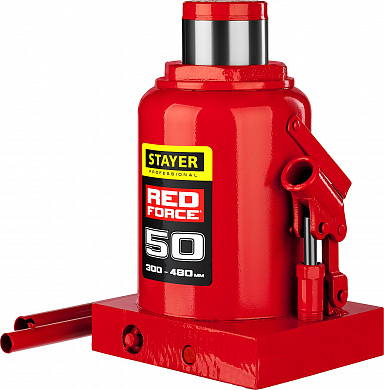 Купить STAYER RED FORCE, 50 т, 300 - 480 мм, бутылочный гидравлический домкрат, Professional (43160-50) в интернет-магазине zubr-vrn в Воронеже