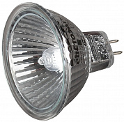 Лампа галогенная СВЕТОЗАР с защитным стеклом, алюм. отражатель, цоколь GU5.3, диаметр 51мм, 50Вт, 12В