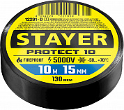 STAYER PROTECT-10, 15 мм х 10 м, 5 000 В, черная, изолента ПВХ, Professional (12292-D)